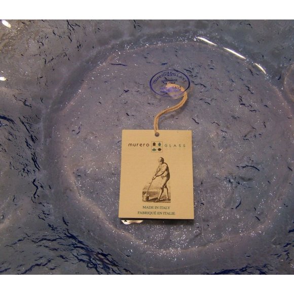 Italian Murero Glass Textured Wave Bowl Sky Blue - Picture 6 of 12